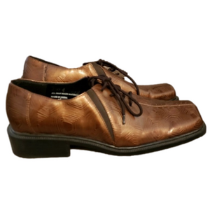 Salvatori Oxfords Square Toe Textured Copper Brown Mens  8.5